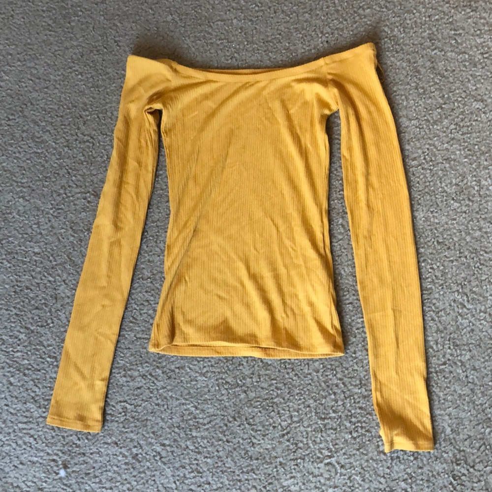 Hollister Yellow Off the Shoulder Long sleeve